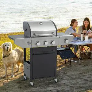 LOYISIKE US Stock Stainless Steel Gas Grill Propane Grill 3 Burner Barbecue Patio Grill