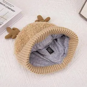 Deer Head Knitted Thermal Woolen Hat Winter Pull on NWT One Size Unisex Deer Head Knitted Thermal Woolen Hat Winter Pull on NWT One Size Unisex
