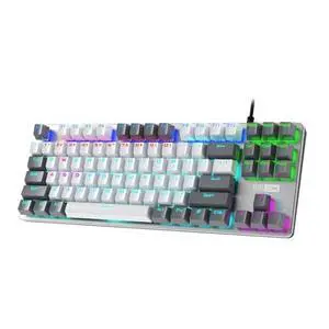 Wired Mechanical Gaming Keyboard RGB Ergonomic GRAY/WHITE Wired Mechanical Gaming Keyboard RGB Ergonomic GRAY/WHITE