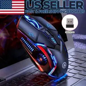 Wireless Gaming Mouse Silent RGB Rechargeable LED Optical USB Mouse Wireless Gaming Mouse Silent RGB Rechargeable LED Optical USB Mouse