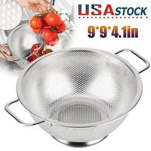 Stainless Steel Deep Colander Kitchen Strainer Large For Washing Rice Silver Stainless Steel Deep Colander Kitchen Strainer Large For Washing Rice Silver