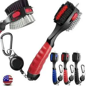 2 Sided Golf Club Brush Cleaner Retractable Groove Cleaning Tool Kits with Spike BLack 2 Sided Golf Club Brush Cleaner Retractable Groove Cleaning Tool Kits with Spike BLack
