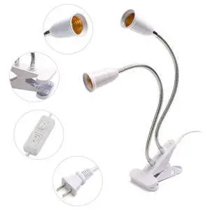 Flexible Double Head E27 LED Clamp/Clip-on Desk Light Work Table Lamp Holder white Flexible Double Head E27 LED Clamp/Clip-on Desk Light Work Table Lamp Holder white