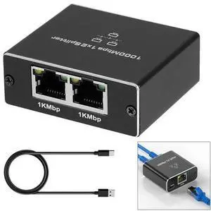 1000Mbps RJ45 Splitter 1X2 Ethernet cable 1 in 2 out Network Splitter PC 1000Mbps RJ45 Splitter 1X2 Ethernet cable 1 in 2 out Network Splitter PC