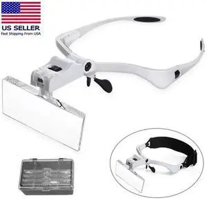 LED Jewelers Head Headband Magnifier Illuminated Visor Magnifying Glasses Loupe LED Jewelers Head Headband Magnifier Illuminated Visor Magnifying Glasses Loupe