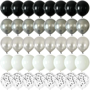 Black and Silver Balloons 12 Inch 60 Pcs Pearl Silver White Latex Balloons | Metallic Pearl Silver Black White Latex Confetti Balloons with Ribbon & Balloon Tape for Birthday Graduation Party Black and Silver Balloons 12 Inch 60 Pcs Pearl Silver White Latex Balloons | Metallic Pearl Silver Black White Latex Confetti Balloons with Ribbon & Balloon Tape for Birthday Graduation Party