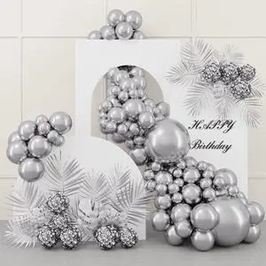 87pcs Silver Balloons Latex Balloons Different Sizes 18 12 10 5 Inch Metallic Silver Chrome Party Balloon Kit for Birthday Party Graduation Baby Shower Wedding Holiday Balloon Decoration 87pcs Silver Balloons Latex Balloons Different Sizes 18 12 10 5 Inch Metallic Silver Chrome Party Balloon Kit for Birthday Party Graduation Baby Shower Wedding Holiday Balloon Decoration