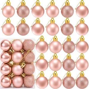 24 Count Small Rose Gold Christmas Ornaments Balls, Mini Ornaments for Mini Christmas Tree, Small Shatterproof Valentine Tree Decorative Hanging Bulbs Ball for Xmas Outdoor Party Decorations, 1.2 inch 24 Count Small Rose Gold Christmas Ornaments Balls, Mini Ornaments for Mini Christmas Tree, Small Shatterproof Valentine Tree Decorative Hanging Bulbs Ball for Xmas Outdoor Party Decorations, 1.2 inch