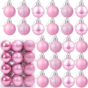 24 Count Mini Pink Ornaments for Mini Christmas Tree, Small Shatterproof Christmas Tree Ornaments Balls Party Decorations, 1.2 Inch 24 Count Mini Pink Ornaments for Mini Christmas Tree, Small Shatterproof Christmas Tree Ornaments Balls Party Decorations, 1.2 Inch