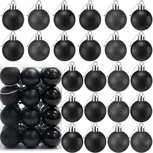 24 Count Mini Black Ornaments for Mini Christmas Tree, Small Shatterproof Christmas Tree Ornaments Balls Party Decorations, 1.2 Inch 24 Count Mini Black Ornaments for Mini Christmas Tree, Small Shatterproof Christmas Tree Ornaments Balls Party Decorations, 1.2 Inch