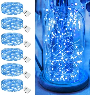6 Pack Fairy Lights Battery Operated - 7ft 20 Led Twinkle Lights 3 Modes, Bulk Mini String Lights Waterproof for Mason Jars Vases DIY Party Wedding Decoration Christmas -Blue 6 Pack Fairy Lights Battery Operated - 7ft 20 Led Twinkle Lights 3 Modes, Bulk Mini String Lights Waterproof for Mason Jars Vases DIY Party Wedding Decoration Christmas -Blue