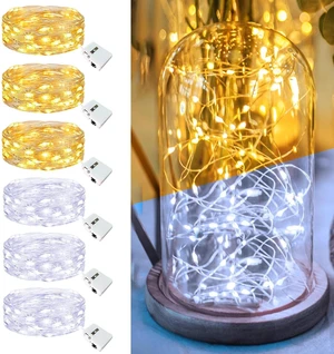 6 Pack Fairy Lights Battery Operated - 7ft 20 Led Twinkle Lights 3 Modes, Bulk Mini String Lights Waterproof for Mason Jars Vases DIY Party Wedding-Warm White & Cold White 6 Pack Fairy Lights Battery Operated - 7ft 20 Led Twinkle Lights 3 Modes, Bulk Mini String Lights Waterproof for Mason Jars Vases DIY Party Wedding-Warm White & Cold White