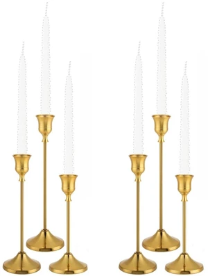 Candlestick Holders, 6PCS Metal Taper Candle Holder, Brass Gold Candle Holders for Candlesticks, Candle Holder for Wedding Fireplace Mantel Housewarming Gift Candlestick Holders, 6PCS Metal Taper Candle Holder, Brass Gold Candle Holders for Candlesticks, Candle Holder for Wedding Fireplace Mantel Housewarming Gift