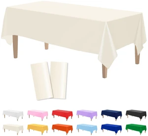 2 Pack Ivory Plastic Tablecloths Disposable 54 x 108 Inch | Rectangle Table Cloths, Party Table Covers for Birthday, Picnic, Wedding, Baby Shower, Thankgiving , Halloween Decorations 2 Pack Ivory Plastic Tablecloths Disposable 54 x 108 Inch | Rectangle Table Cloths, Party Table Covers for Birthday, Picnic, Wedding, Baby Shower, Thankgiving , Halloween Decorations