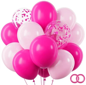 Pink Balloons Party Balloon and Hot Pink Balloons for Girls Princess Theme Birthday Decorations Baby Shower Bridal Shower, 65pcs Pink Balloons Party Balloon and Hot Pink Balloons for Girls Princess Theme Birthday Decorations Baby Shower Bridal Shower, 65pcs