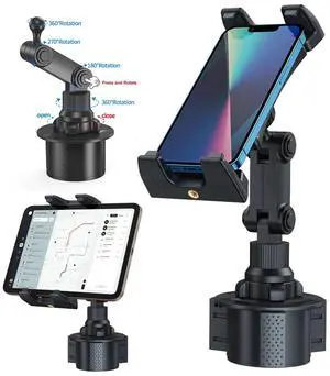 Car Mount Car Cup Holder Phone Stand for 4.7- 12.9" iPhone Samsung iPad Tablet