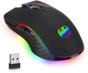 Gaming Mouse Wireless USB Rechargeable 7 Color LED Backlight Optical Mice for PC