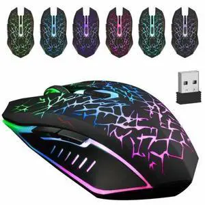 Wireless USB Optical Mice Gaming Mouse 7 Color LED Backlit Rechargeable For PC
