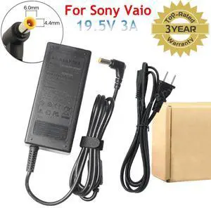 FOR SONY Vaio 19.5V Power Supply Cord Laptop Notebook AC Adapter Charger 3A 60W