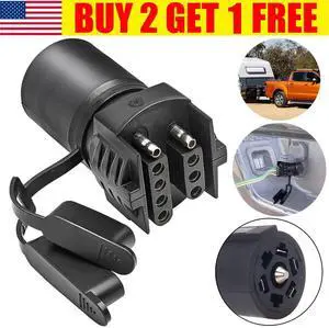 7 Way Round to 4/5 Pins Flat Trailer Adapter Wiring Plug For Truck RV Tow Lights