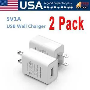 2 Pack Universal 5V 1A US Plug USB AC Wall Charger Power Adapter For Smart Phone
