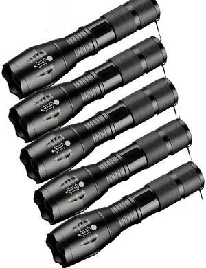 5 x Tactical 18650 Flashlight High Powered 5Modes Zoomable Aluminum