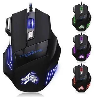 Gaming Mouse 7 Button USB Wired LED Breathing Fire Button 3200 DPI Laptop PC