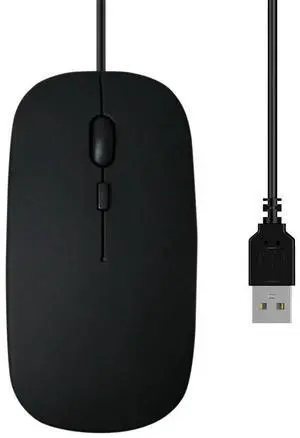 Wired Cable USB Scroll Wheel 4 Button Mouse For Laptop PC Notebook Black