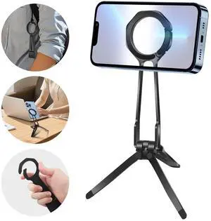 Portable Magnetic Phone Tripod Stand Foldable Aluminum Mount for iPhone MagSafe