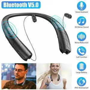 Bluetooth 5.0 Neckband Headset Wireless Earbuds Earphone Speaker Headphone w/Mic