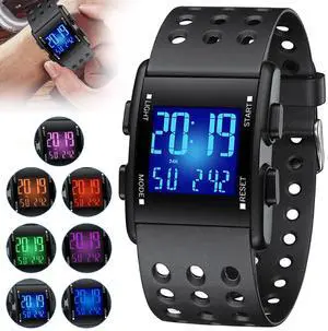 Men's Digital Sports Watch Military Tactical LED Backlight Waterproof Wristwatch