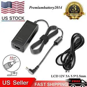 12V 5A AC DC Power Supply 5 Amp 12 Volt Adapter Charger LCD Screen 5.5mm * 2.5mm