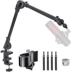 Microphone Boom Arm 360° Rotatable Adjustable Mic Stand w/ 3/8''to 5/8'' Adapter