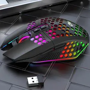 7 Buttons RGB LED Backlit USB Wireless Gaming Mouse Optical Honeycomb Mice PC