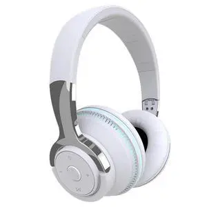 Wireless Bluetooth 5.1 Headphones Over Ear LED Headset Stereo Noise Cancelling White Wireless Bluetooth 5.1 Headphones Over Ear LED Headset Stereo Noise Cancelling White