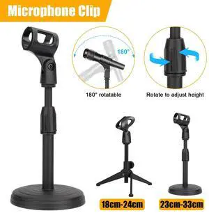 Adjustable Desktop Microphone Stand Lift & Lock Mic Holder for Home Office Desk
