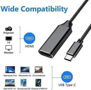 USB-C Type C To HDMI Adapter USB3.1 Cable For MHL Android Phone Tablet Black Lot USB-C Type C To HDMI Adapter USB3.1 Cable For MHL Android Phone Tablet Black Lot