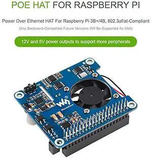 POE HAT (C) for Raspberry Pi 4B/3B+, Power Over Ethernet HAT, Support IEEE 802.3af/at-Compliant Network,12V and 5V Power Outputs to Use More Peripherals POE HAT (C) for Raspberry Pi 4B/3B+, Power Over Ethernet HAT, Support IEEE 802.3af/at-Compliant Network,12V and 5V Power Outputs to Use More Peripherals