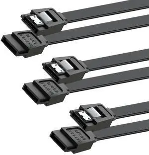 SATA Cable III for SSD HDD Data,3 PCS 6Gbps Straight Angle 15 Inch Sata Data Cable Compatible for SATA Hard Drive CD Driver, CD Writer,Black