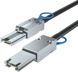 SFF-8088 to SFF-8088 External Mini SAS HD Cable, 3G/6Gbps SAS2.0 26Pin Hybrid Cable Attached SCSI for Raid, DAS, and Servers, 100-Ohm, 2-m(6.6ft)