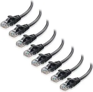 WISDUM 8-Pack Snagless Short Cat5e Ethernet Cable 1 ft (Cat5e Cable Cat 5e Cable) in Black