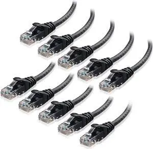 CAT6 Ethernet Cable LAN Network RJ45 Internet Patch Cord 10-Pack Black 3FT Bare Copper