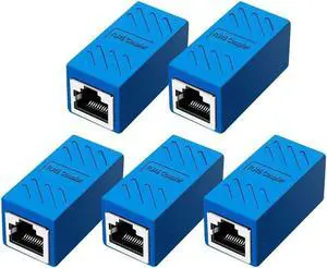RJ45 Coupler Ethernet Extension Connector Cat7 Cat6 Cat5e Ethernet Coupler Female to Female(Blue 5 Pack)
