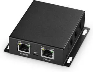 Gigabit PoE Extender Passthrough Switch, 1 PoE in 2 PoE Out, IEEE802.3af/at/bt PoE Powered Max 60W, Hi-PoE 90W, 10/100/1000Mbps, Metal Small Wall Mount PoE Extender/Injector/Network Extender
