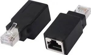 RJ45 Crossover Adapter, RJ45 Ethernet RJ45 Male/Female Adapter to Connect 2 Computers with a Standard LAN Cable 2pcs