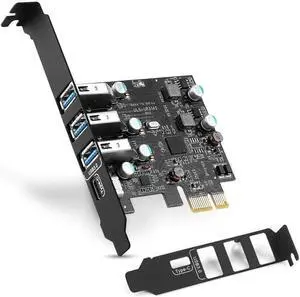 PCIe USB Card 4-Ports(1x USB-C - 3X USB-A) USB 3.0 Expansion Card PC Internal USB hub for Windows 10/8/7 and MacPro 4.1/5.1 with Low Profile Bracket
