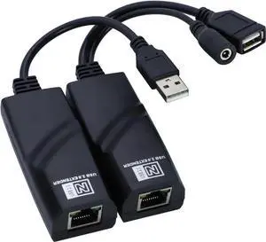 USB 2.0 Extender to RJ45 Over Cat5 Cat5E Cat6 up to 196 Ft, USB Ethernet Extender Over Cat5/5E/6 Supports Windows/Mac/Vista, Plug and Play, No Driver Needed