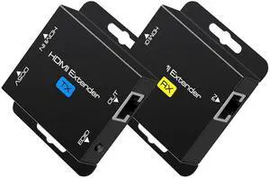 HDMI Extender Over Single Cat6 Ethernet up to 200Ft Repeater Balun Transmitter Receiver Power on Cat Support Full 1080p 3D HDCP EDID Copy from Displays
