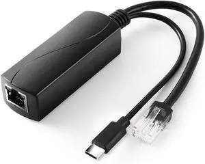 Type C PoE Splitter 5V 2.4A Output, IEEE 802.3af Standard 10, 100Mbps for Type C RJ45 Port Power Over Ethernet Type C Splitter Adapter Type C PoE Splitter 5V 2.4A Output, IEEE 802.3af Standard 10, 100Mbps for Type C RJ45 Port Power Over Ethernet Type C Splitter Adapter