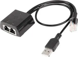 RJ45 Network Splitter Adapter, Ethernet Cable Splitter 1 to 2, RJ45 Network Extension Connector,Two Devices Share The Internet at The Same Time (Black Male)